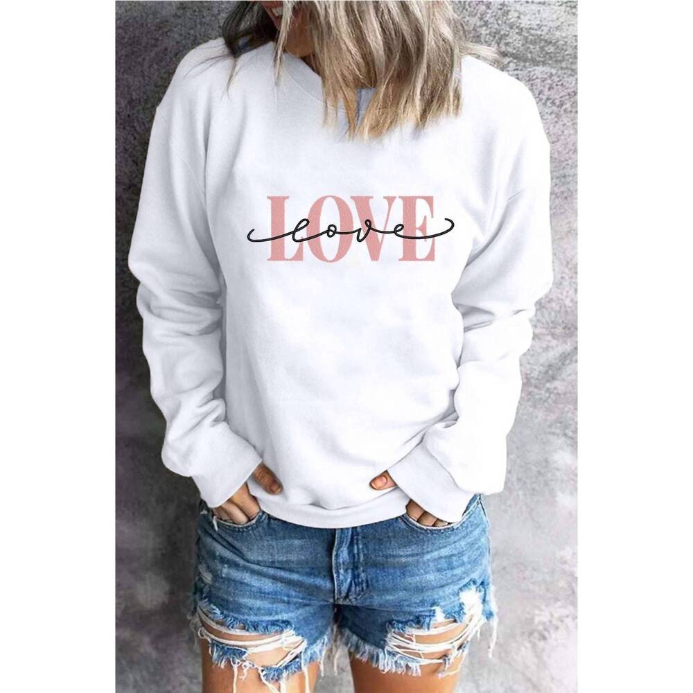 NEW TRENDSI love sweatshirt in white